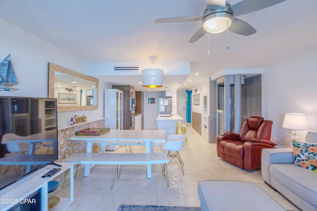 17735 Front Beach Rd Unit 2, Panama City Beach, FL 32413 - dining area featuring a ceiling fan and recessed lighting