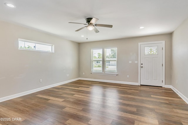 3729 E 9th St, Panama City, FL 32401 - entryway with a ceiling fan, wood finished floors, baseboards, and recessed lighting