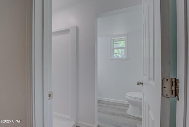 25966 George Maloy Ln, Altha, FL 32421 - bathroom with toilet, wood finished floors, and baseboards