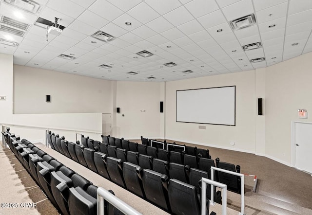 16819 Front Beach Rd Unit 2309, Panama City Beach, FL 32413 - carpeted home theater room with baseboards and a drop ceiling
