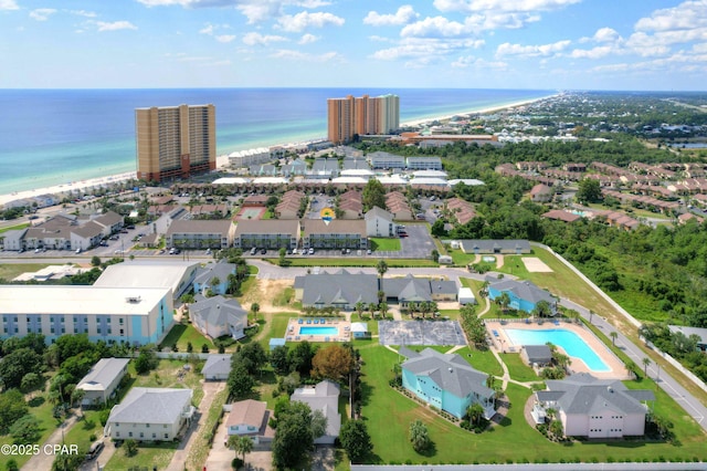 17614 Front Beach Rd Unit 17E, Panama City Beach, FL 32413 - aerial view of property and surrounding area featuring a large body of water and a pool
