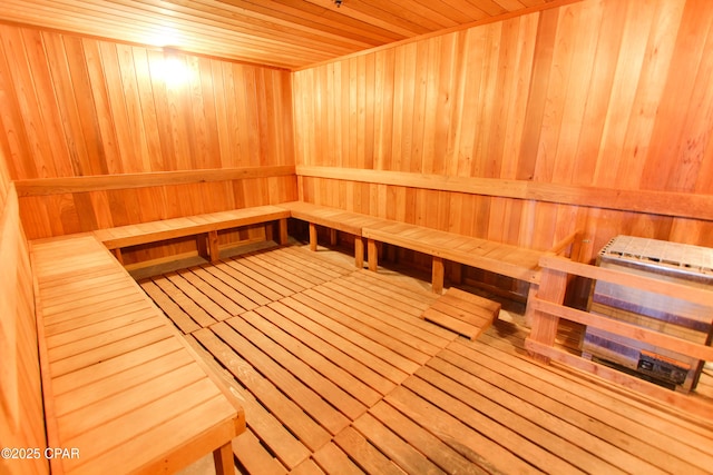 9450 S Thomas Dr Unit 1211, Panama City, FL 32408 - relaxing sauna / steam room featuring wooden walls, wood ceiling, and tile patterned floors