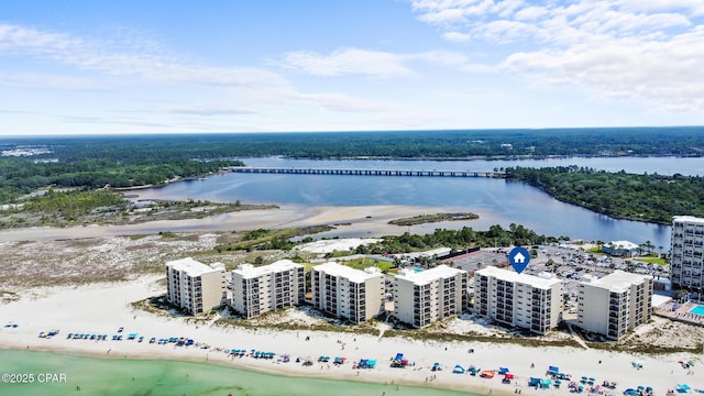 23223 Front Beach Rd Unit C1-502, Panama City Beach, FL 32413 - bird's eye view of waterfront with a beach