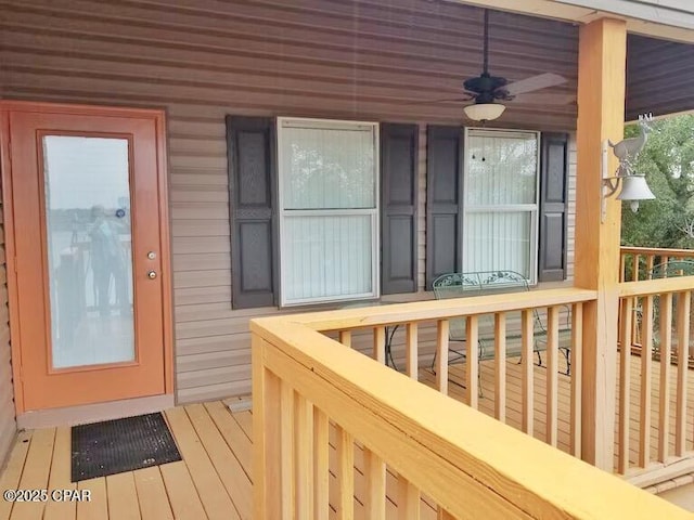 992 Hammond Lake Dr, Fountain, FL 32438 - wooden terrace with a ceiling fan