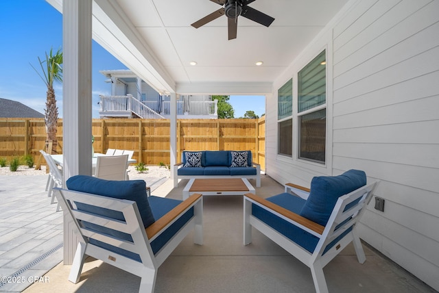 309 Tanaga St, Panama City Beach, FL 32413 - view of patio with an outdoor living space and ceiling fan