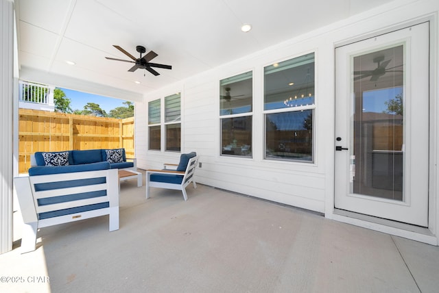 309 Tanaga St, Panama City Beach, FL 32413 - view of patio / terrace featuring an outdoor hangout area and a ceiling fan