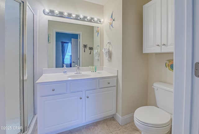 16819 Front Beach Rd Unit 2910, Panama City Beach, FL 32413 - full bathroom featuring vanity, a stall shower, and tile patterned flooring