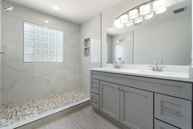 101 Loblolly Ct, Panama City Beach, FL 32413 - bathroom with a marble finish shower and double vanity