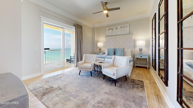 11807 Front Beach Rd Unit 2204, Panama City Beach, FL 32407 - bedroom with access to outside, wood finished floors, ornamental molding, and baseboards