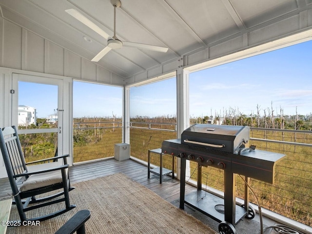 766 Secluded Dunes Dr, Port St Joe, FL 32456 - sunroom with a ceiling fan and hardwood / wood-style flooring