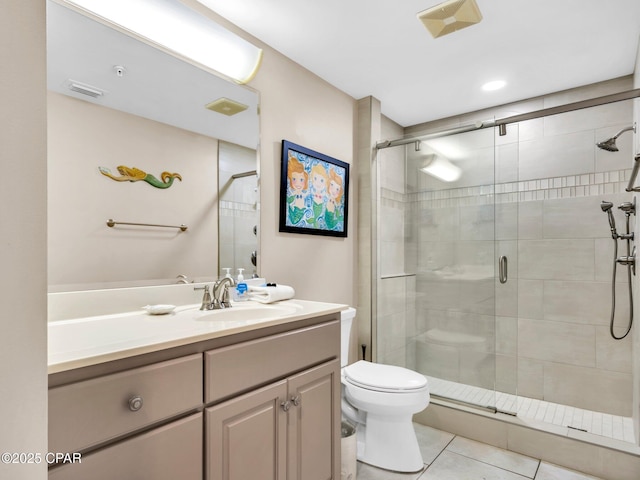 7115 Thomas Dr Unit 602, Panama City Beach, FL 32408 - full bathroom with a shower stall, vanity, and tile patterned floors