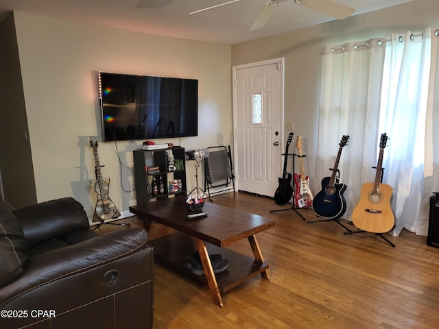 4881 Tall Pine Dr, Marianna, FL 32446 - living area with wood finished floors and ceiling fan