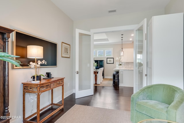 118 Ravine Rd, Inlet Beach, FL 32461 - corridor featuring french doors and dark wood-type flooring