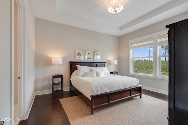 118 Ravine Rd, Inlet Beach, FL 32461 - bedroom featuring dark wood finished floors and a tray ceiling