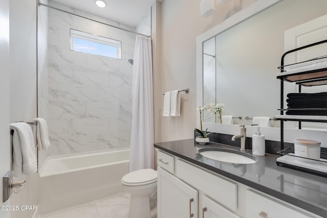 118 Ravine Rd, Inlet Beach, FL 32461 - full bath with vanity, shower / bath combo, and marble finish floors