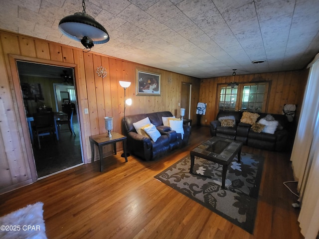 4010 Old Cottondale Rd, Marianna, FL 32448 - living area featuring hardwood / wood-style floors and wooden walls