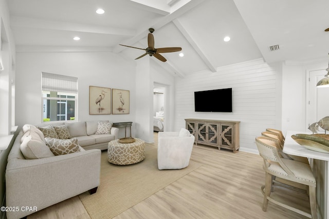 8648 Conch Shell Ct, Panama City Beach, FL 32413 - living area featuring light wood finished floors, ceiling fan, and recessed lighting