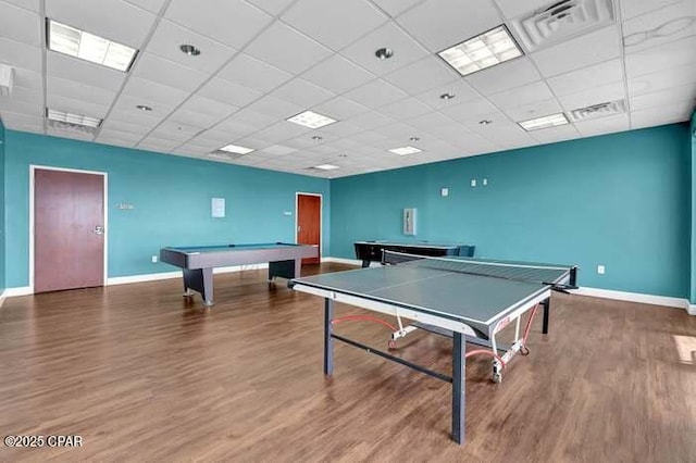 10811 Front Beach Rd Unit 2304, Panama City Beach, FL 32407 - recreation room featuring wood finished floors, billiards table, and a paneled ceiling