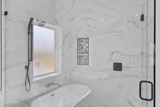 1306 E 26th St, Lynn Haven, FL 32444 - bathroom with a marble finish shower and a freestanding bath
