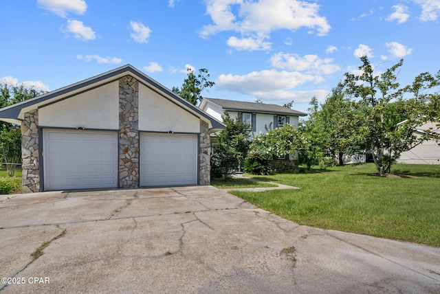 1601 Loblolly Ln, Lynn Haven, FL 32444 - view of front of property featuring stone siding, concrete driveway, stucco siding, and a front yard