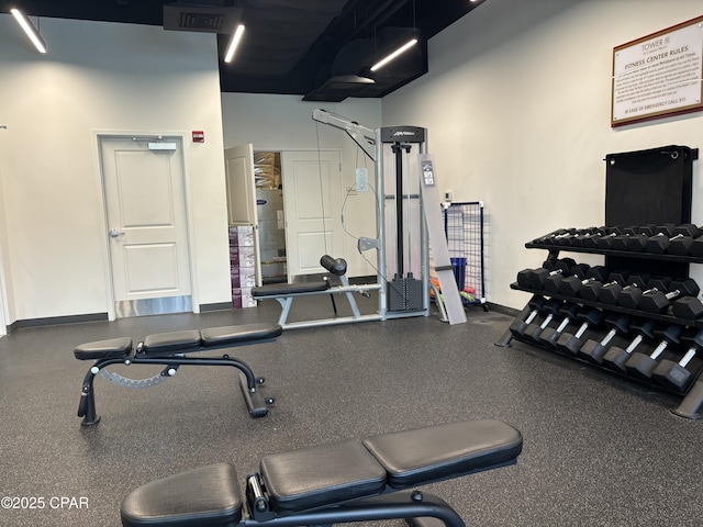 15928 Front Beach Rd Unit 3-2005, Panama City Beach, FL 32413 - workout area with baseboards and gas water heater
