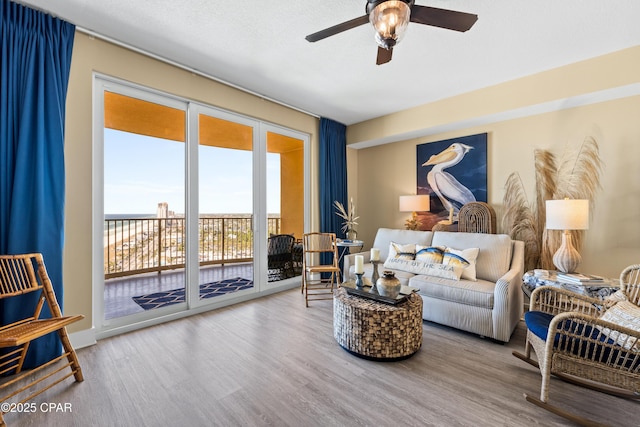15928 Front Beach Rd Unit 3-2005, Panama City Beach, FL 32413 - living area featuring wood finished floors and ceiling fan