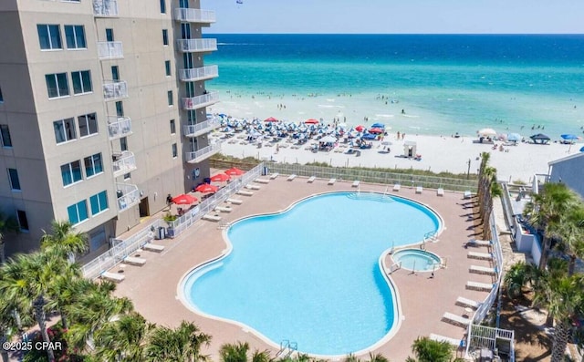 16819 Front Beach Rd Unit 107, Panama City Beach, FL 32413 - view of swimming pool with view of water and beach
