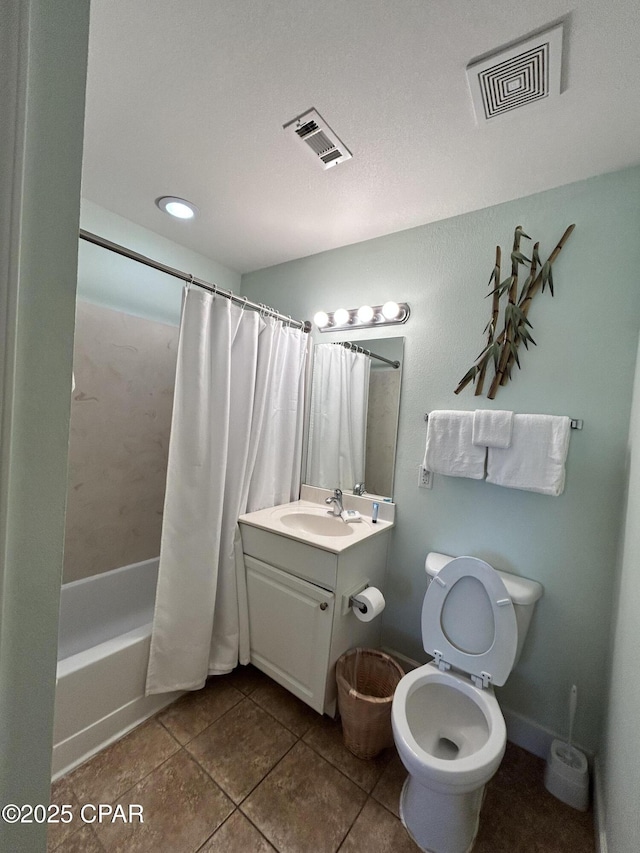 16819 Front Beach Rd Unit 107, Panama City Beach, FL 32413 - bathroom with vanity, tile patterned flooring, and shower / bath combination with curtain