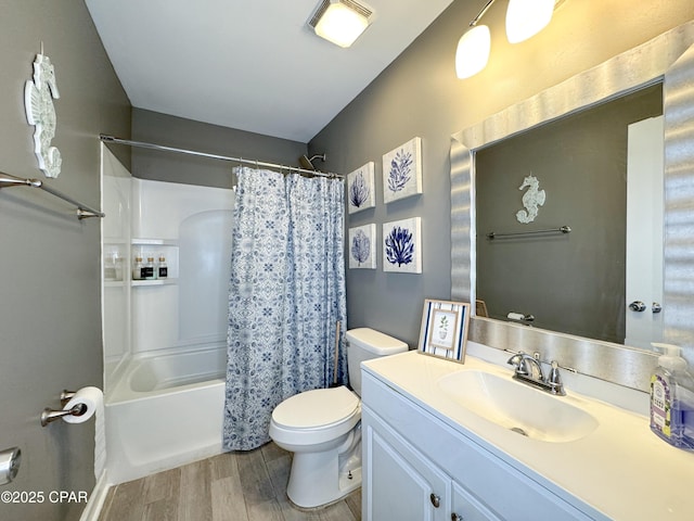 2816 N Panama Ave Unit A & B, Panama City, FL 32405 - bathroom featuring wood finished floors, vanity, and shower / bathtub combination with curtain