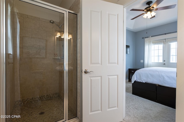 8410 Thomas Dr Unit 1, Panama City Beach, FL 32408 - carpeted bedroom with a ceiling fan
