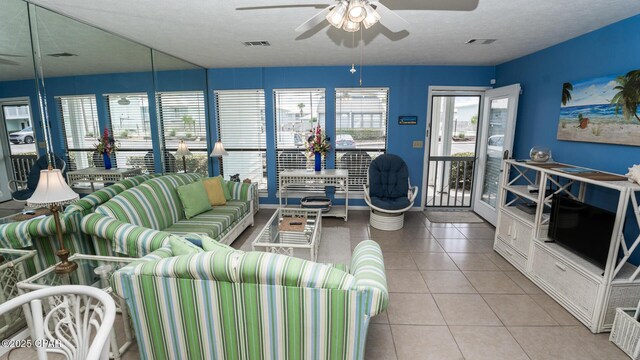 17670 Front Beach Rd Unit I4, Panama City Beach, FL 32413 - living room with a ceiling fan and tile patterned flooring