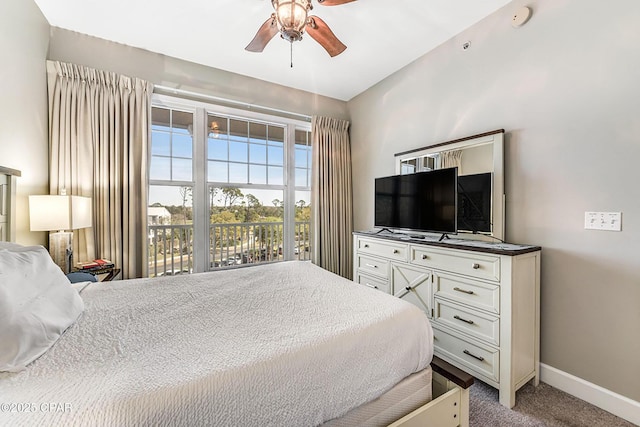 4100 Marriott Dr Unit 402, Panama City Beach, FL 32408 - carpeted bedroom with baseboards and ceiling fan