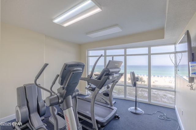 10625 Front Beach Rd Unit 1102, Panama City Beach, FL 32407 - exercise area featuring baseboards and floor to ceiling windows