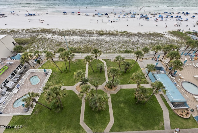 8743 Thomas Dr Unit 928, Panama City Beach, FL 32408 - bird's eye view of waterfront with a beach and a pool