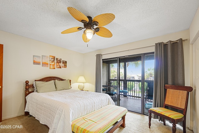 17620 Front Beach Rd Unit 4U, Panama City Beach, FL 32413 - bedroom featuring access to outside, a textured ceiling, and ceiling fan
