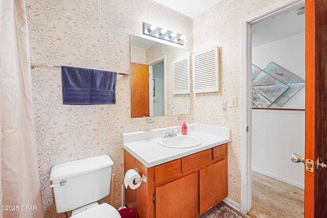 17620 Front Beach Rd Unit 4U, Panama City Beach, FL 32413 - full bathroom with wallpapered walls and vanity