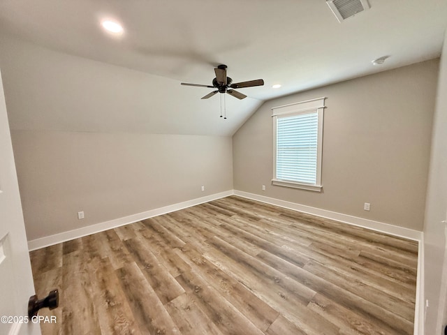 3391 Grey Oak Way, Marianna, FL 32446 - bonus room featuring vaulted ceiling, a ceiling fan, wood finished floors, and recessed lighting