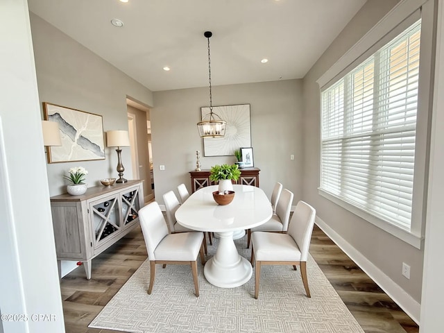 3391 Grey Oak Way, Marianna, FL 32446 - dining space featuring a chandelier, dark wood-style floors, and recessed lighting