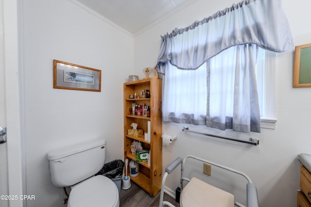 1016 Morgan Ave, Chattahoochee, FL 32324 - bathroom featuring crown molding, wood finished floors, and vanity