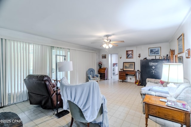 1016 Morgan Ave, Chattahoochee, FL 32324 - living room with ceiling fan and crown molding