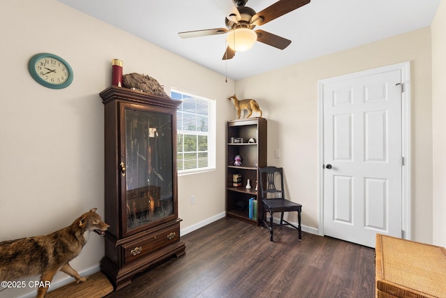 3483 Kynesville Rd, Marianna, FL 32448 - living area with dark wood finished floors and a ceiling fan