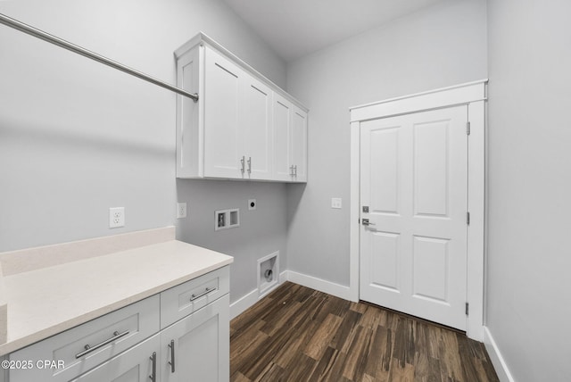 3033 Osprey Cir, Panama City, FL 32405 - washroom with hookup for an electric dryer, cabinet space, dark wood-type flooring, and washer hookup