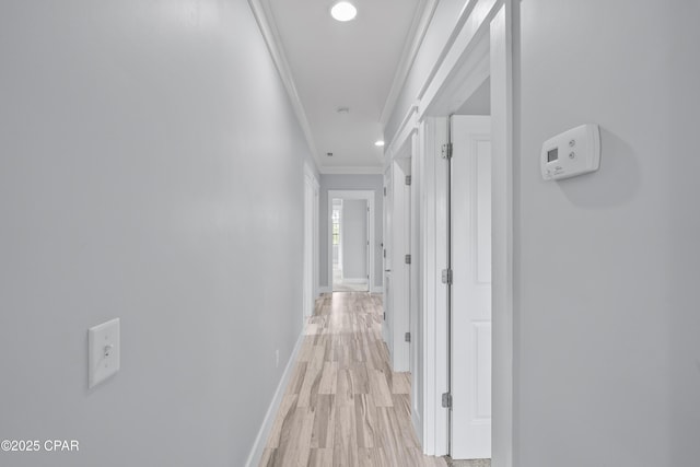 3033 Osprey Cir, Panama City, FL 32405 - corridor with crown molding, light wood-style floors, and recessed lighting