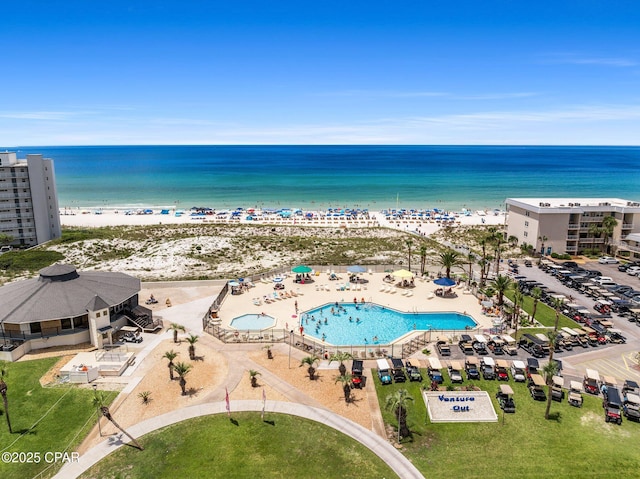 101 Gulf Loop, Panama City Beach, FL 32408 - drone / aerial view of a pool and waterfront with a beach