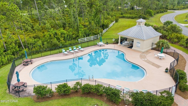 902 Captain Way, Panama City, FL 32404 - community pool featuring a gazebo, a patio area, and a forest view