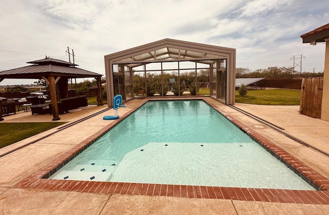 1733 Overhill Dr, San Angelo, TX 76904 - view of pool featuring a gazebo, a patio, and an outdoor hangout area