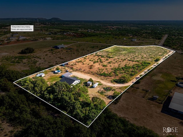 bird's eye view with a rural view