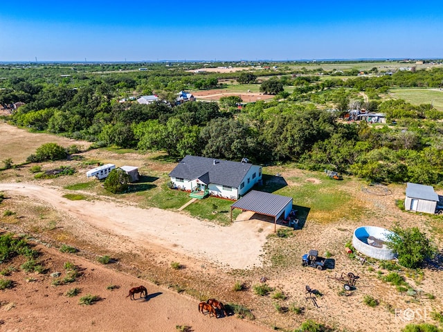 aerial view featuring a rural view