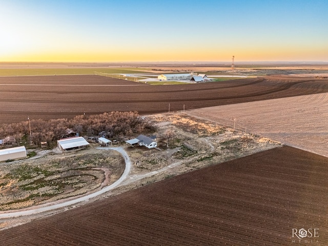 view of aerial view at dusk