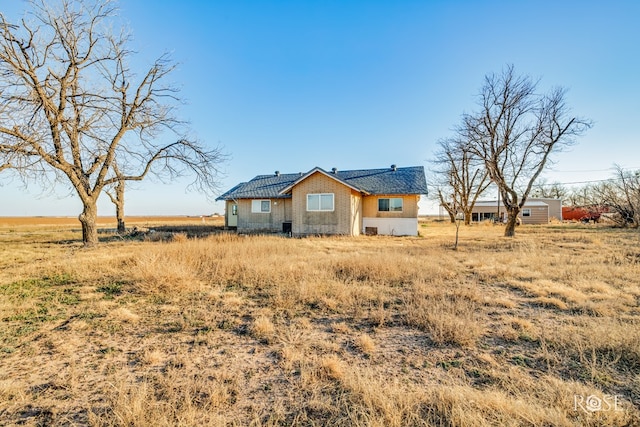 exterior space featuring a rural view